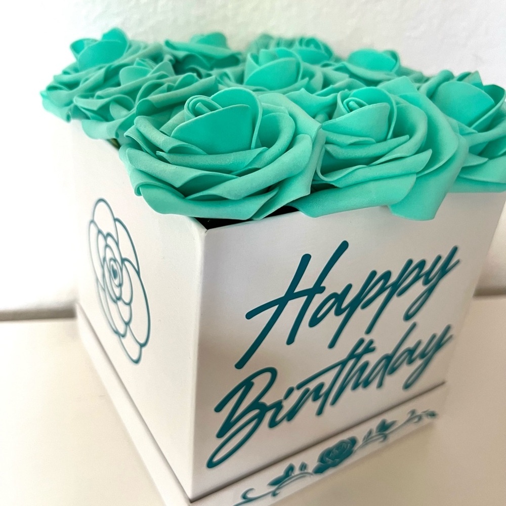 Happy Birthday Gifts Present Forever Premium Latex Roses Flowers Green Turquoise